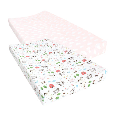 Hudson Baby Cotton Changing Pad Cover, Girl Farm Animals