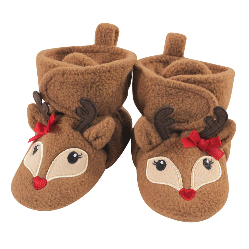 Hudson Baby Cozy Fleece Booties, Girl Reindeer