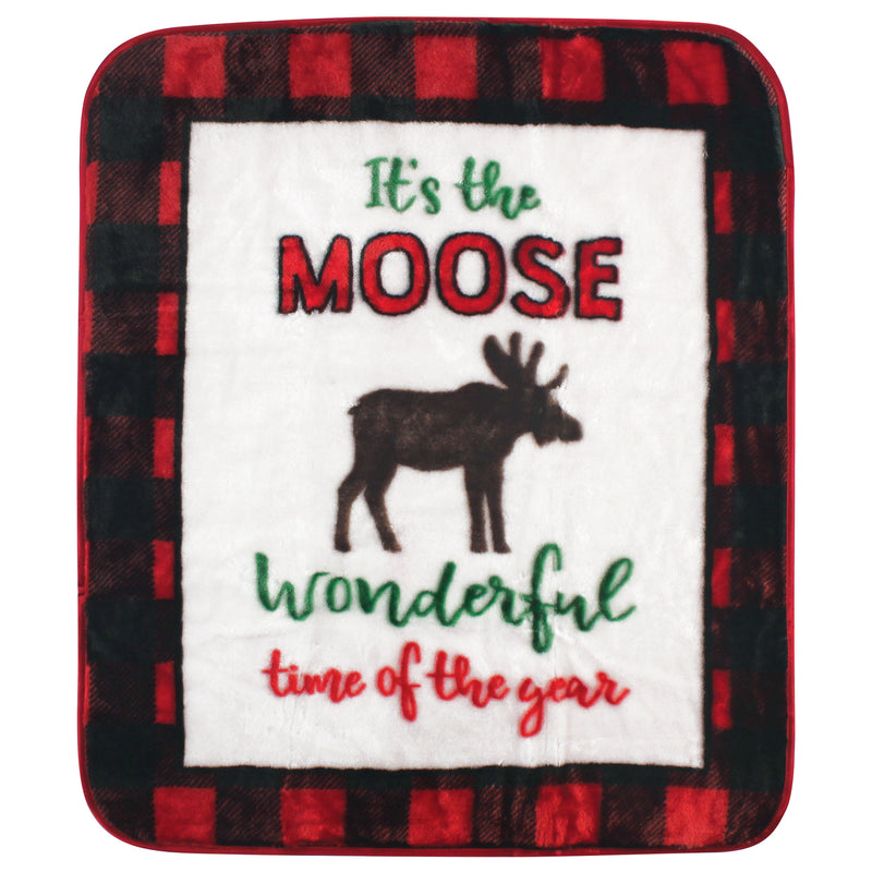 Hudson Baby High Pile Plush Blanket, Moose Wonderful Time