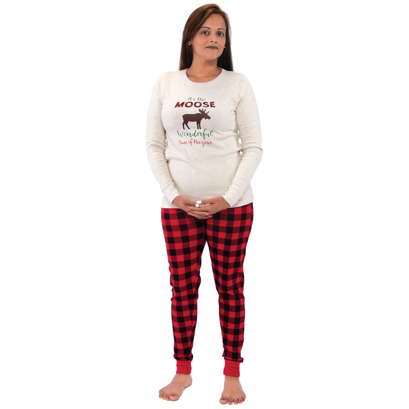 Hudson Baby Holiday Pajamas, Moose Wonderful Time Women
