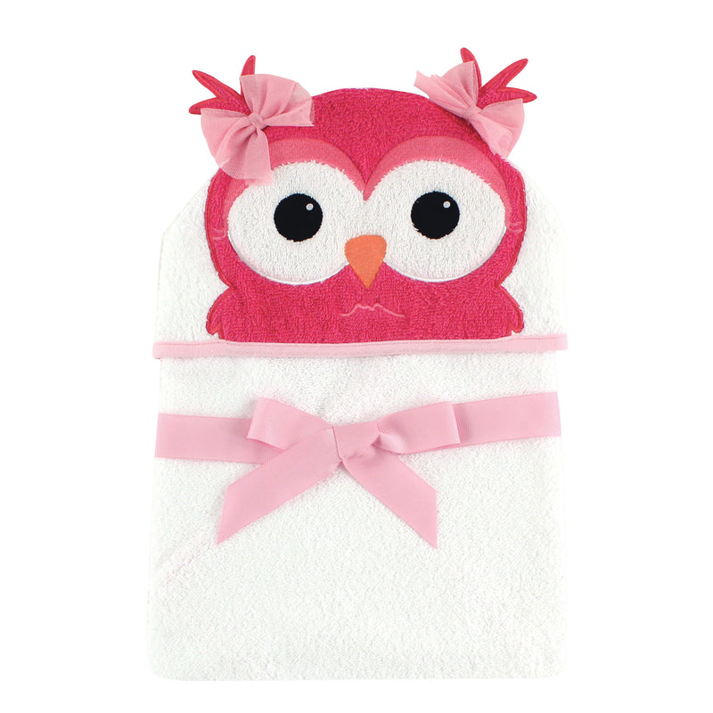 Hudson Baby Cotton Animal Face Hooded Towel, Cutesy Owl