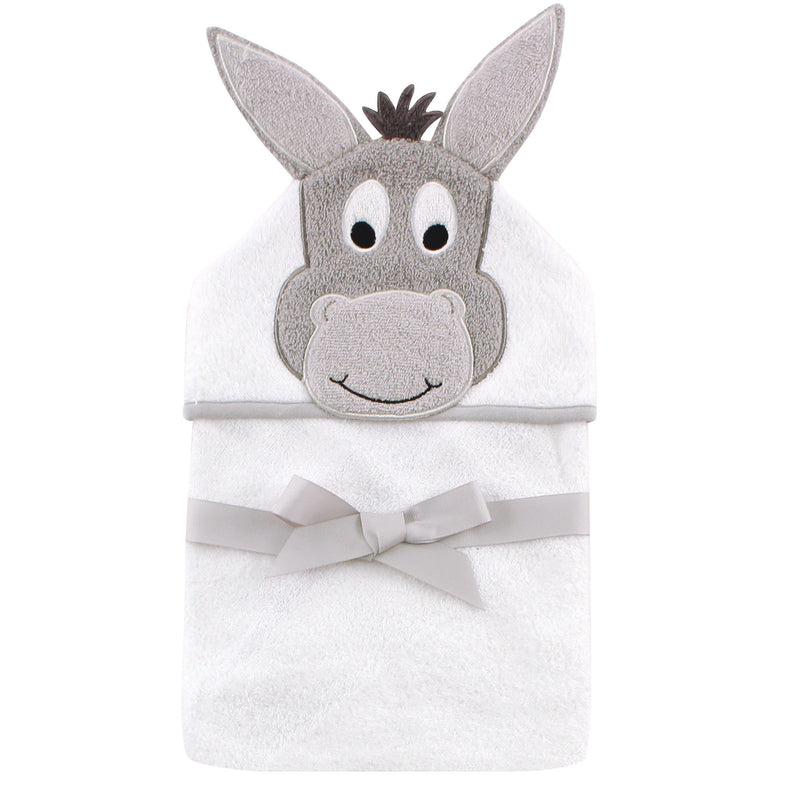 Hudson Baby Cotton Animal Face Hooded Towel, Happy Donkey