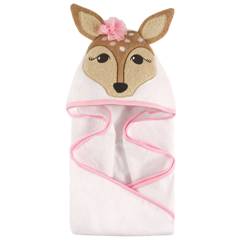 Hudson Baby Cotton Animal Face Hooded Towel, Fawn