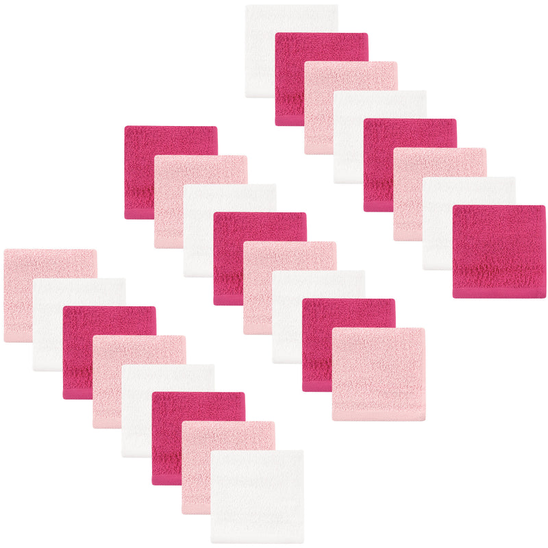 Hudson Baby Cotton Bundle Washcloths, Basic Pink 24-Pack