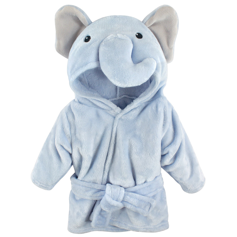 Hudson Baby Plush Animal Face Bathrobe, Blue Elephant