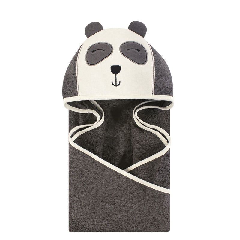Hudson Baby Cotton Animal Face Hooded Towel, Modern Panda