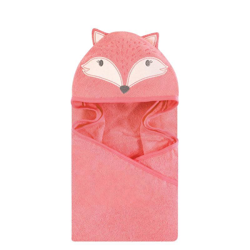 Hudson Baby Cotton Animal Face Hooded Towel, Miss Fox