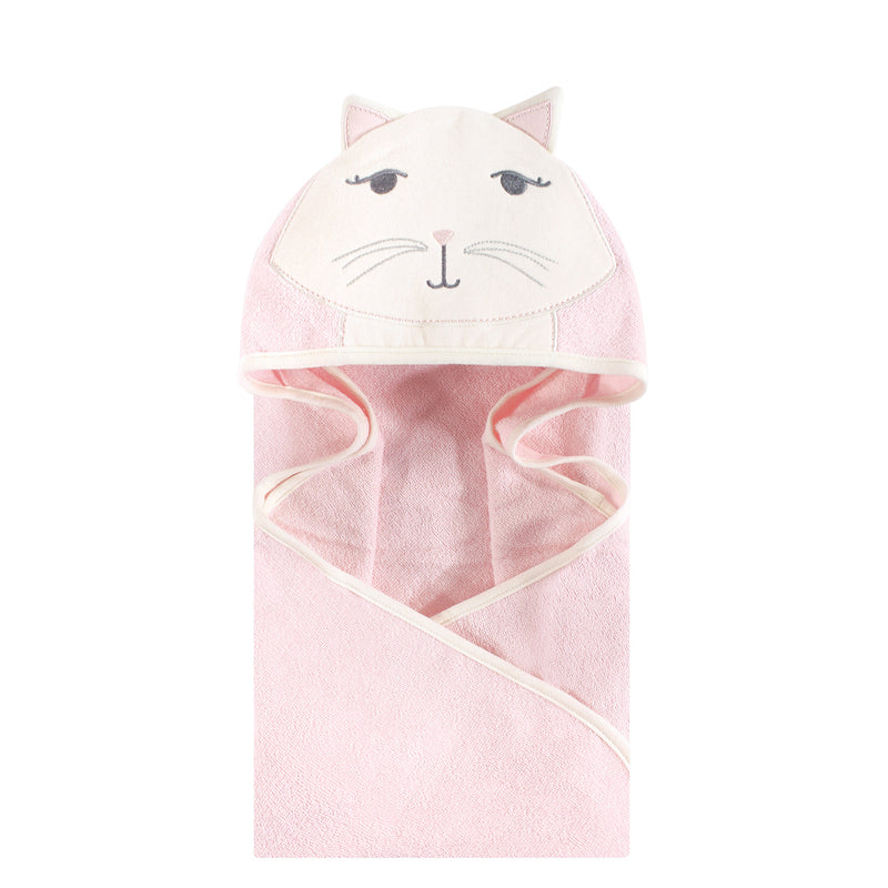 Hudson Baby Cotton Animal Face Hooded Towel, Kitty