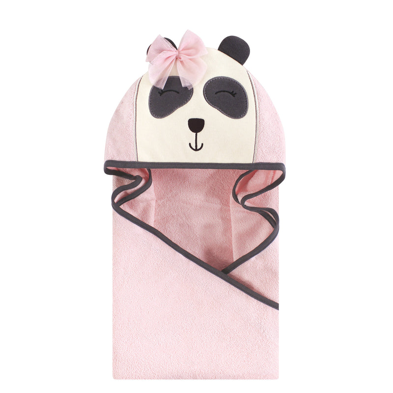 Hudson Baby Cotton Animal Face Hooded Towel, Miss Panda