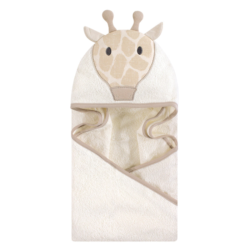 Hudson Baby Cotton Animal Face Hooded Towel, Modern Giraffe