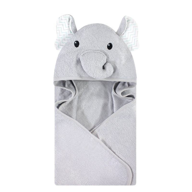 Hudson Baby Rayon from Bamboo Animal Face Hooded Towel, Gray Elephant