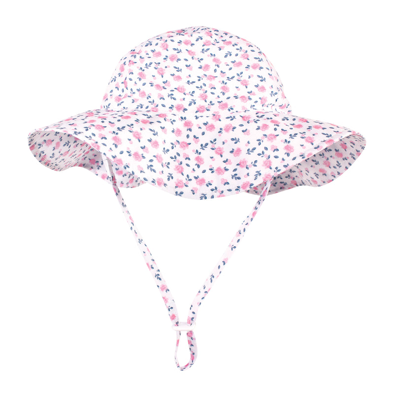 Hudson Baby Sun Protection Hat, Pink Berry Floral