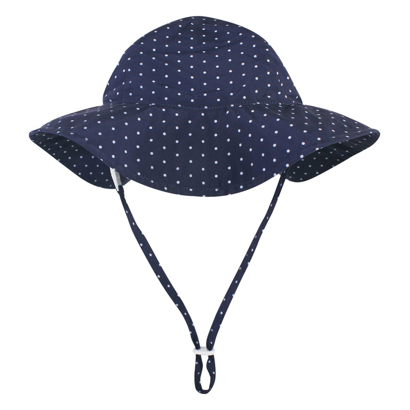 Hudson Baby Sun Protection Hat, Navy Blue Dot