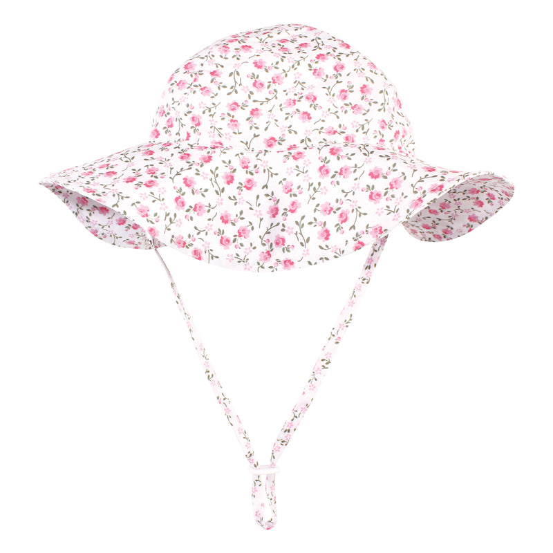 Hudson Baby Sun Protection Hat, Pink Green Peony