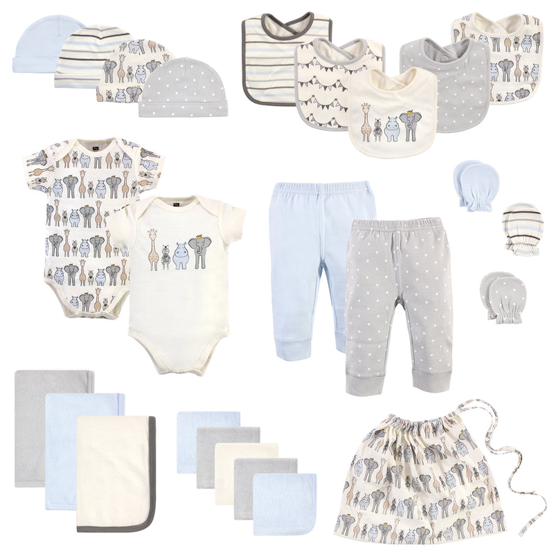 Hudson Baby Layette Start Set Baby Shower Gift 25pc, Royal Safari, 0-6 Months