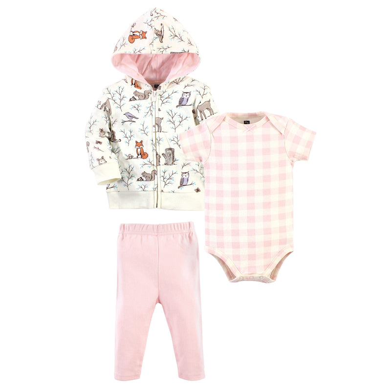 Hudson Baby Cotton Hoodie, Bodysuit or Tee Top and Pant Set, Enchanted Forest Baby