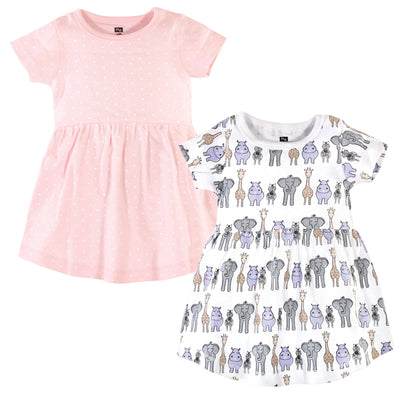 Hudson Baby Cotton Dresses, Pink Safari