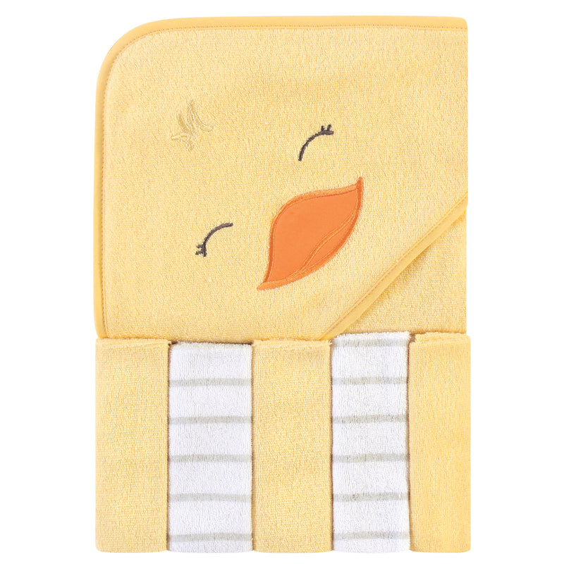 Hudson Baby Hooded Towel and Five Washcloths, Yellow Duck