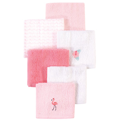 Hudson Baby Super Soft Cotton Washcloths, Flamingo