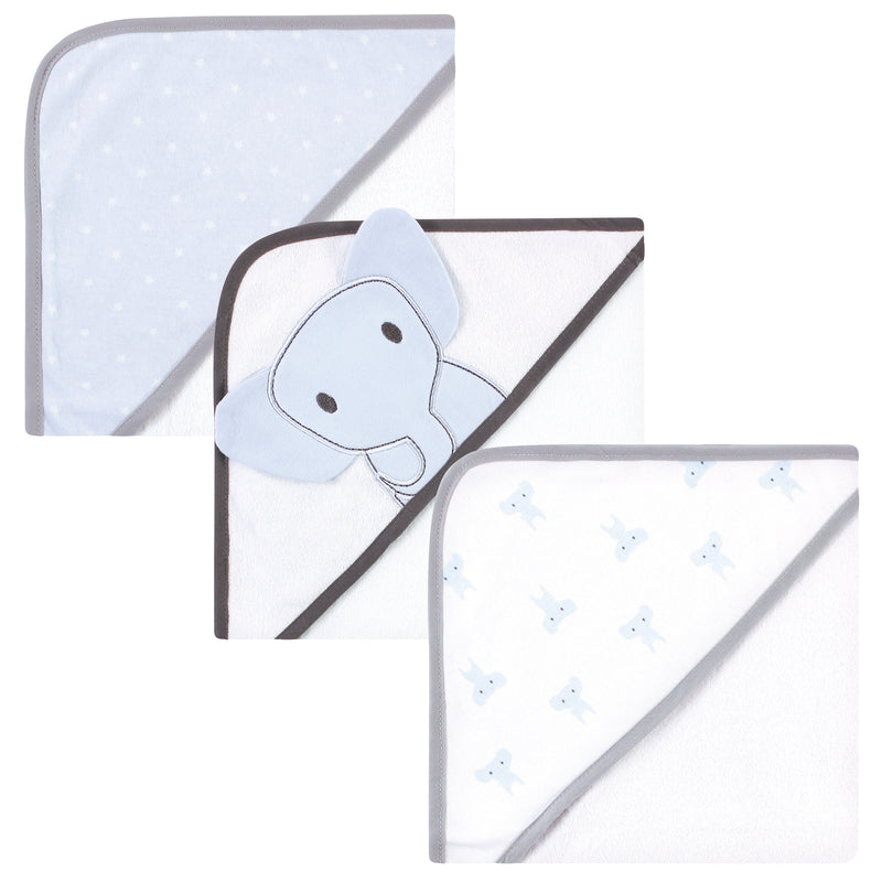 Hudson Baby Cotton Rich Hooded Towels, Blue Elephant