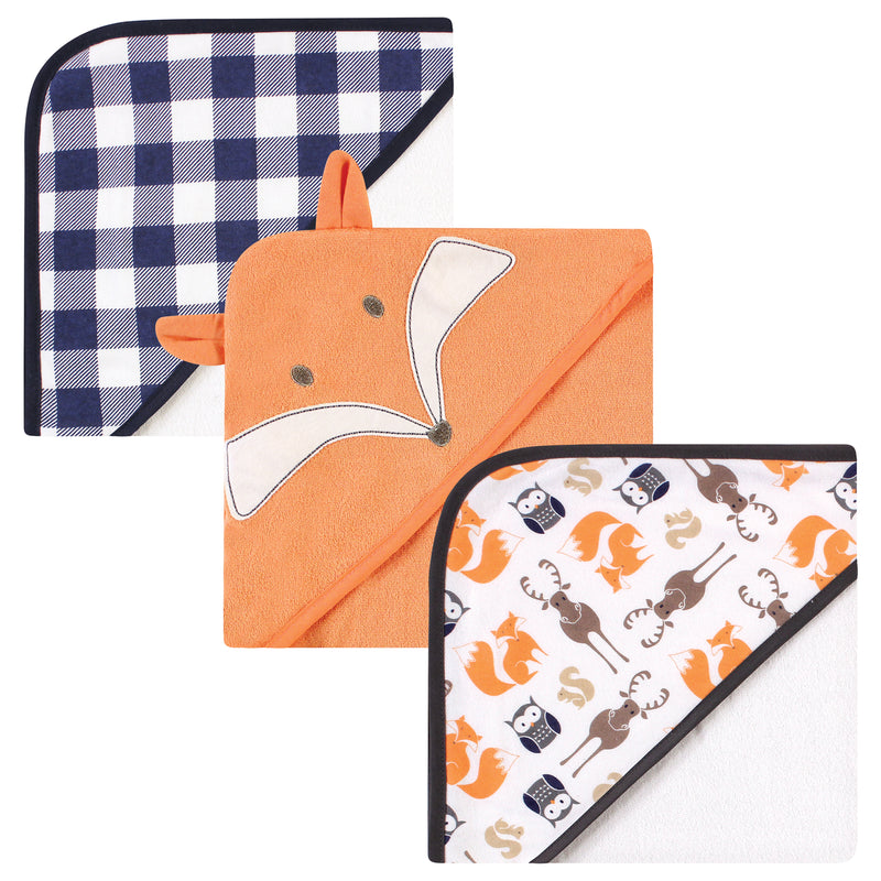 Hudson Baby Cotton Rich Hooded Towels, Fox