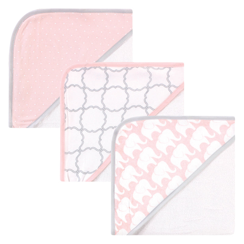 Hudson Baby Rayon from Bamboo Rich Hooded Towels, Pink Elephant