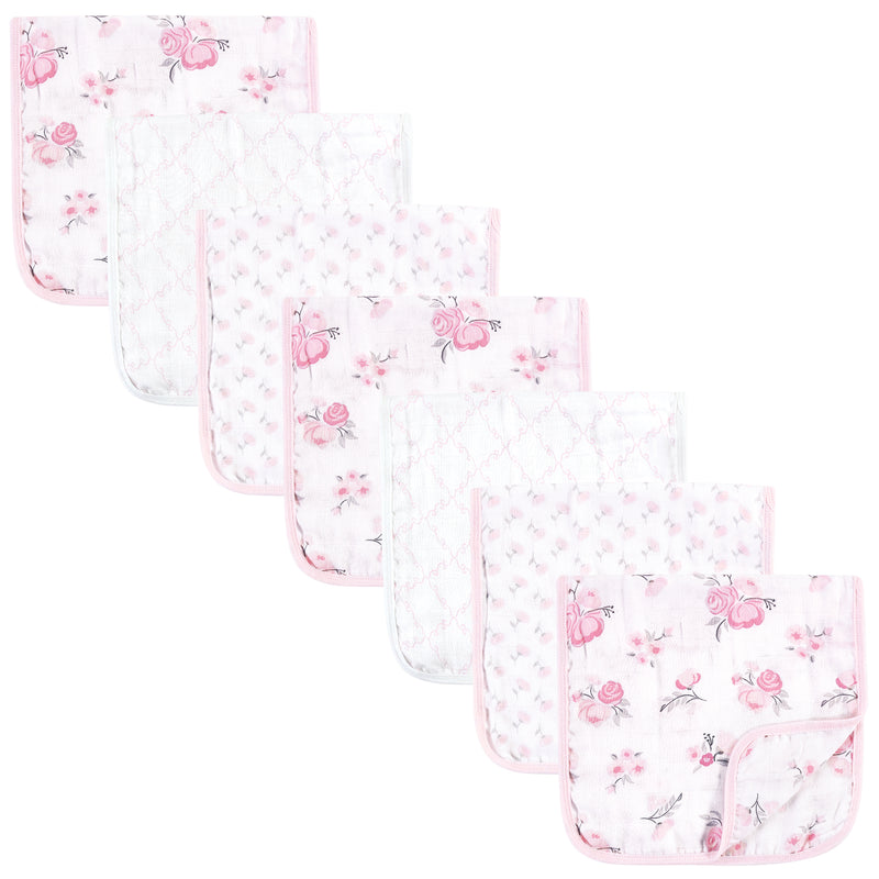 Hudson Baby Muslin Burp Cloth 7pk, Pastel Floral