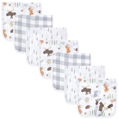 Hudson Baby Muslin Burp Cloth 7pk, Woodland