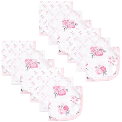 Hudson Baby Cotton Muslin Washcloths, Pastel Floral