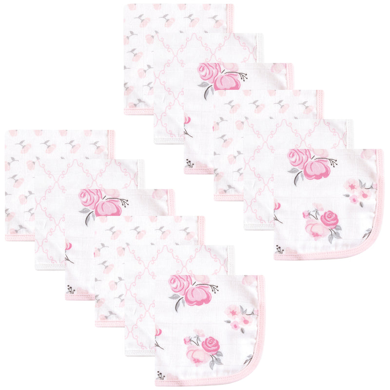Hudson Baby Cotton Muslin Washcloths, Pastel Floral