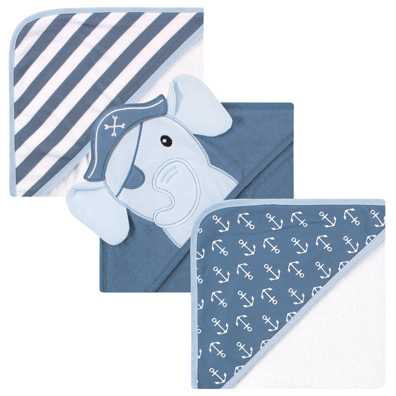 Hudson Baby Cotton Rich Hooded Towels, Pirate Elephant, One Size