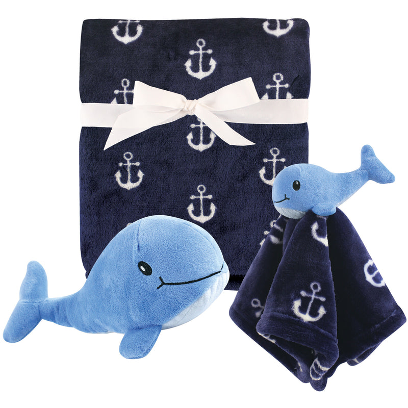 Hudson Baby Plush Blanket, Security Blanket and Toy Set, Boy Whale