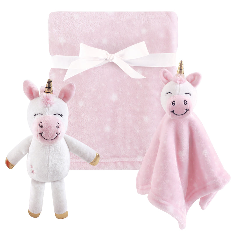 Hudson Baby Plush Blanket, Security Blanket and Toy Set, Pink Unicorn Security Blanket