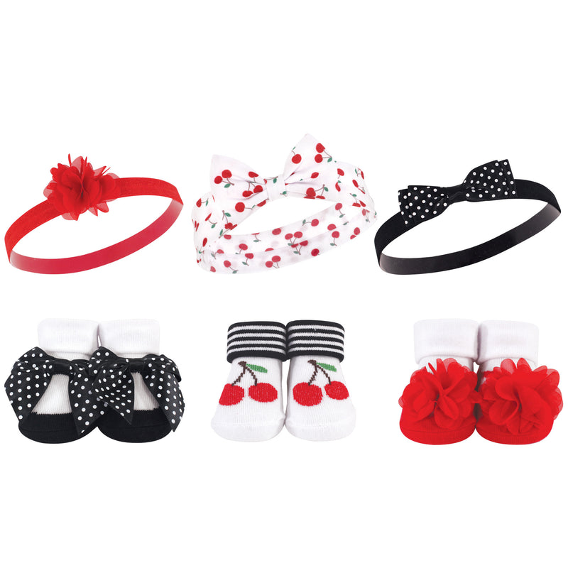 Hudson Baby Headband and Socks Giftset, Cherry
