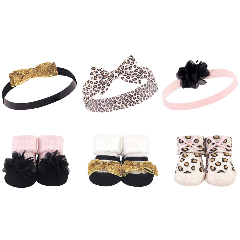 Hudson Baby Headband and Socks Giftset, Pretty Leopard