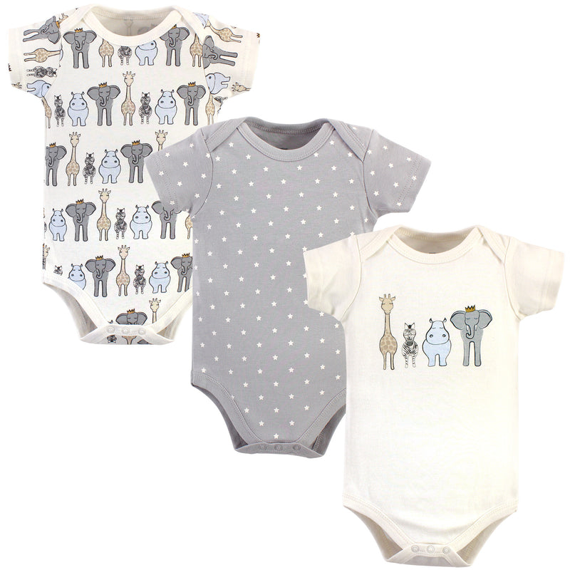 Hudson Baby Cotton Bodysuits, Royal Safari 3-Pack