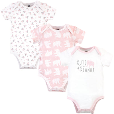 Hudson Baby Cotton Bodysuits, Pink Elephant