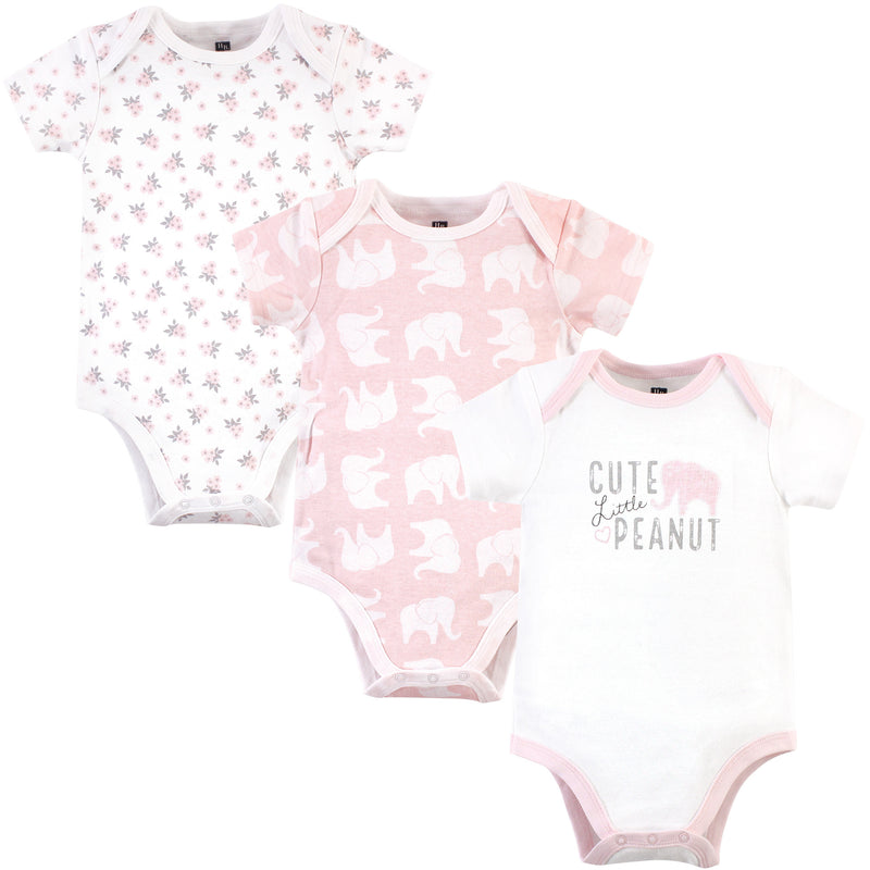 Hudson Baby Cotton Bodysuits, Pink Elephant