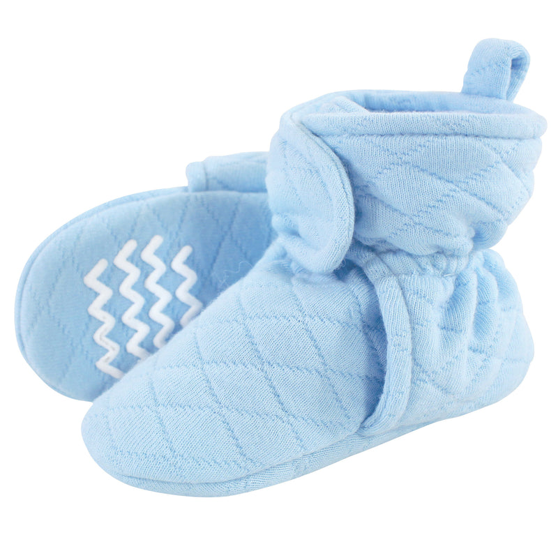 Hudson Baby Quilted Booties, Light Blue