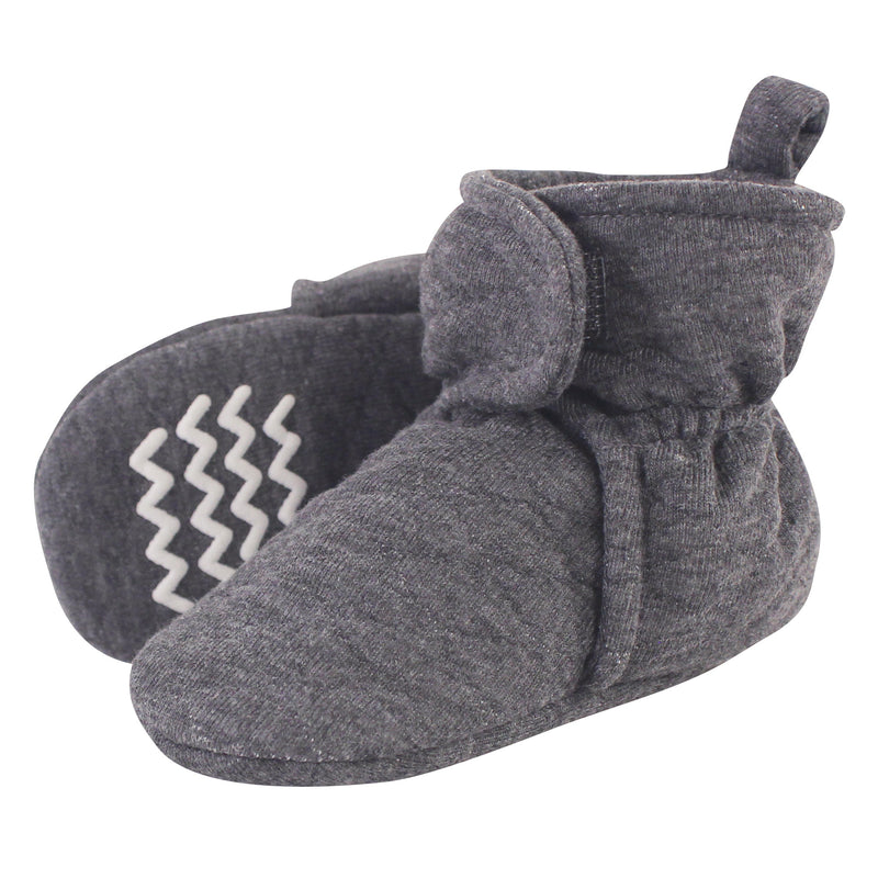Hudson Baby Quilted Booties, Charcoal