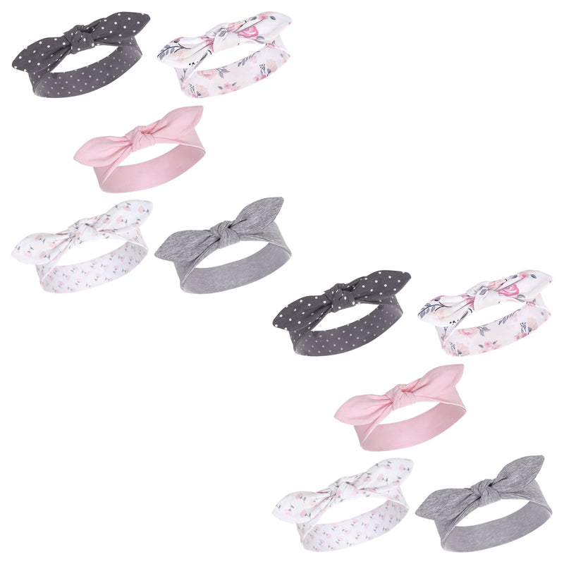 Hudson Baby Cotton and Synthetic Headbands, Pink Floral 10-Piece