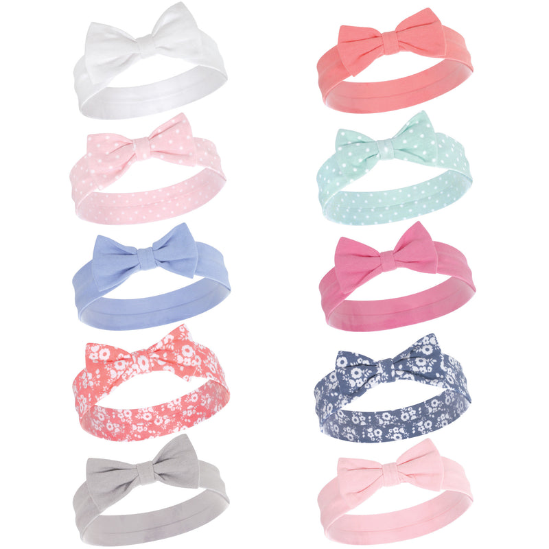 Hudson Baby Cotton and Synthetic Headbands, Pastel Floral