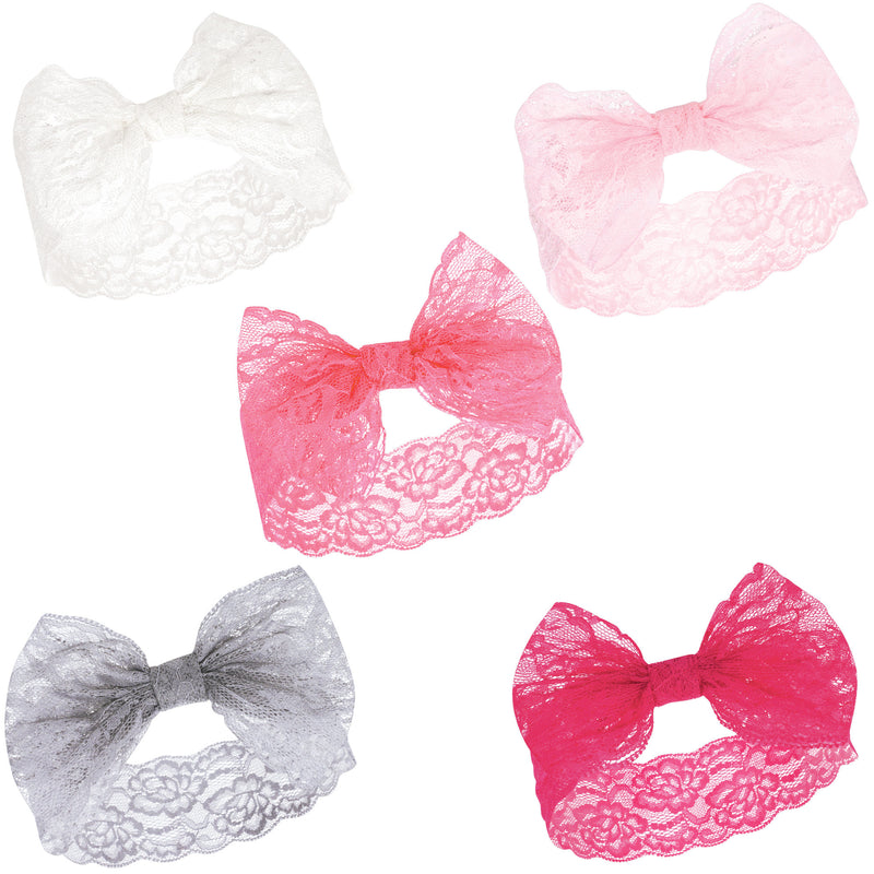 Hudson Baby Cotton and Synthetic Headbands, Pink White