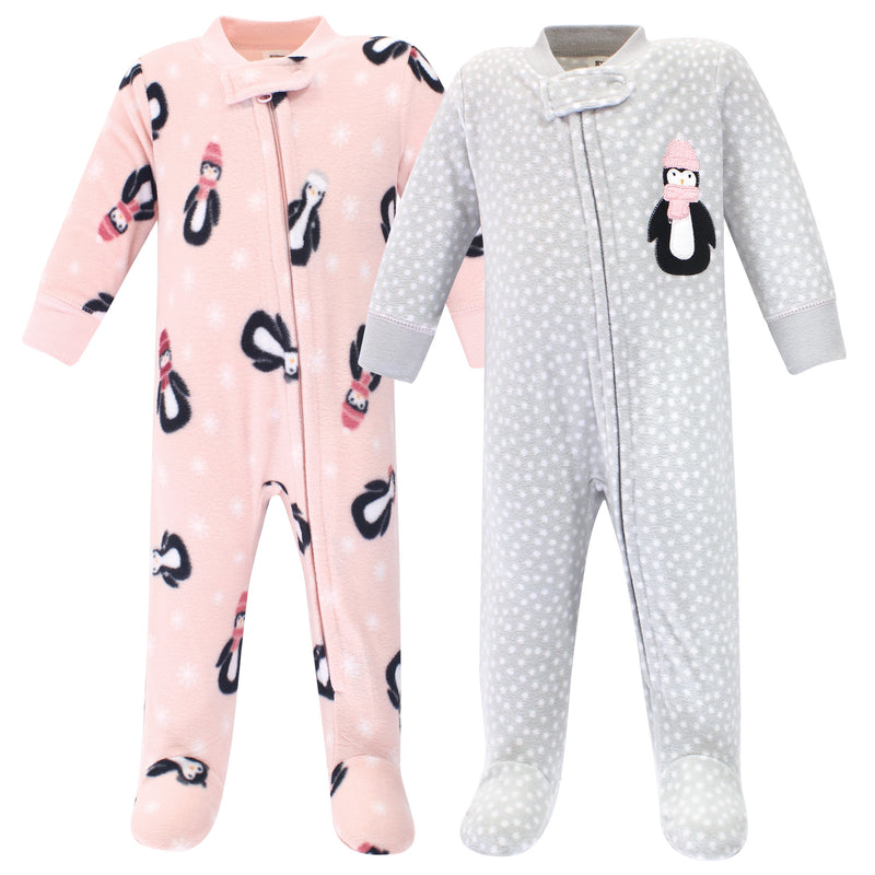 Hudson Baby Fleece Sleep and Play, Pink Penguin