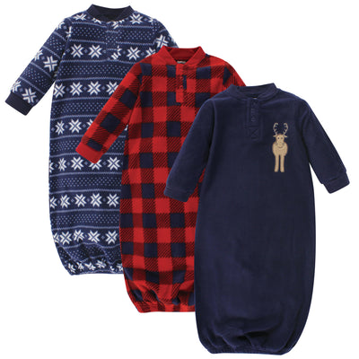 Hudson Baby Fleece Gowns, Forest Moose