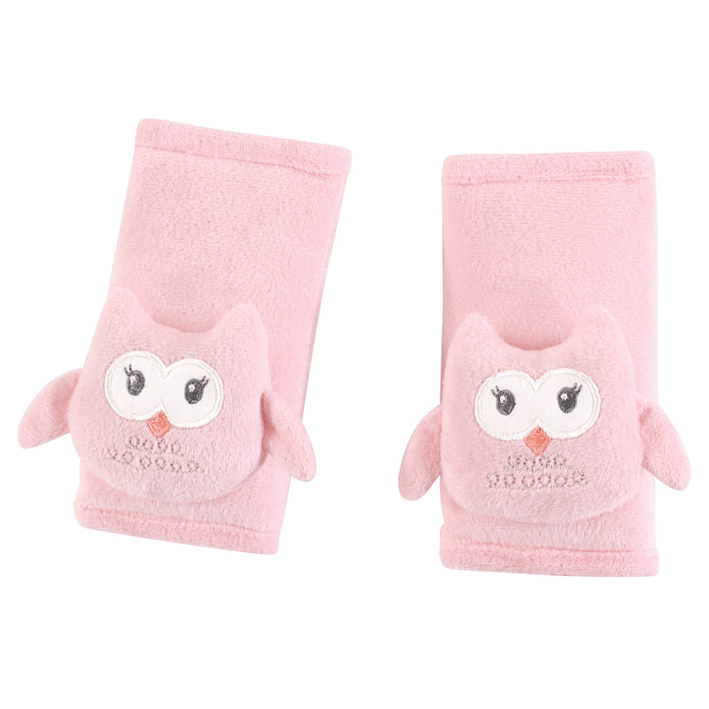 Hudson Baby Cushioned Strap Covers, Pink Owl