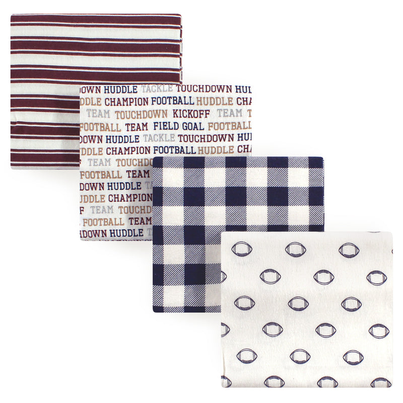 Hudson Baby Cotton Flannel Receiving Blankets, Football