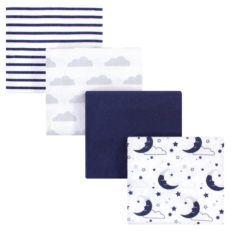 Hudson Baby Cotton Flannel Receiving Blankets, Moon
