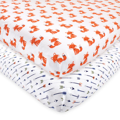 Hudson Baby Cotton Fitted Crib Sheet, Foxes