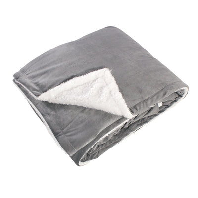 Hudson Home Collection Mink Blanket with Sherpa Back, Charcoal Sherpa